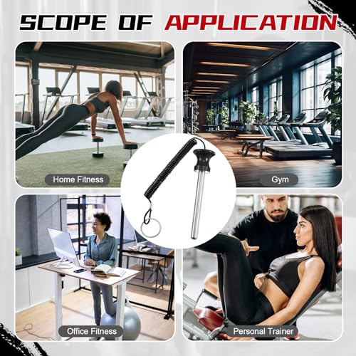 Lasnten Weight Stack Pin Magnetic Universal Gym Weight Pin 0.4 inch Drop Set with Pull Rope for Plate Apertures Above 10.5 mm Heavy Duty - color: Black