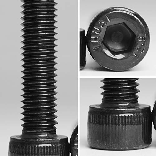 M5 x 8mm Socket Head Cap Screws Bolts 12.9 Grade Alloy Steel Metric Machine Hex Socket Screw, Black Oxide Finish, Fully Threaded, 100PCS - size: M5×8mm