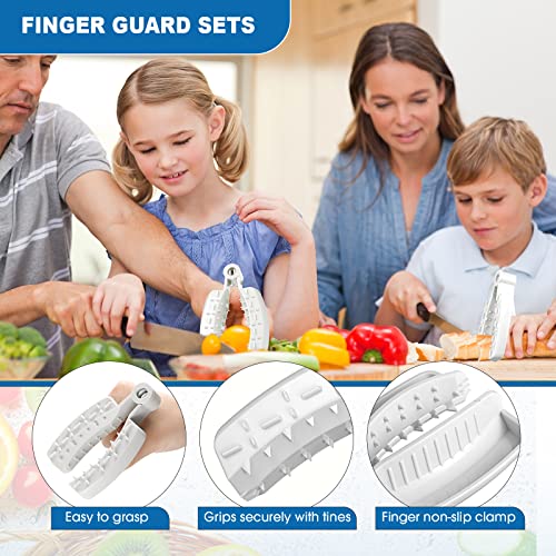 11 Pieces Finger Guard Set for Cutting Include 4 Stainless Steel Knife Cutting Protector 2 Thumb Guard Protector 2 Finger Cots Potato Butter Lettuce Crinkle Cutter Onion Holder Slicer Mandoline Slicer