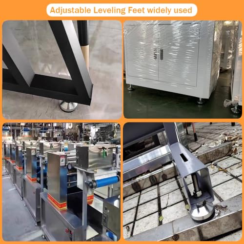 Heavy Duty Leveling Feet, M12 Thread,1300lb Capacity,4 Pcs | Stainless Steel Adjustable Leg Levelers for Shelving, Workbench, Machinery Devices,2.36" Dia Base with Anti-Slip Nylon Pad - size: D60xM12x100,4 Pcs