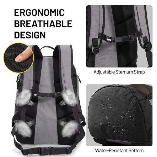 MIER Gym Backpack 40L Basketball Backpack with Ball Compartment & Shoes Storage Multi-Functional Sports Soccer Bag Large Equipment Back Pack Volleyball Backpacks for Men Women - color: Gray