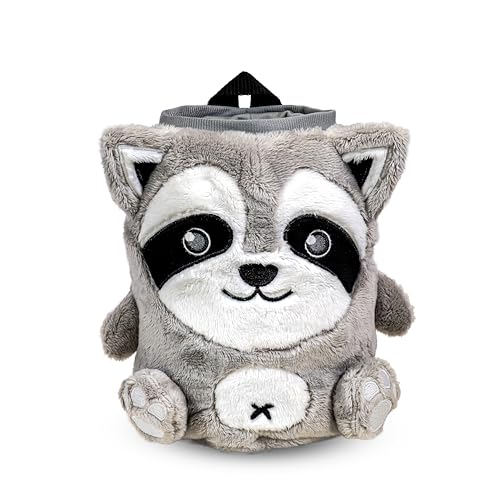 Chalk Bag for Rock Climbing - Cute Chalk Bag for Bouldering, Gym, Indoor & Outdoor Climbing with Adjustable Belt, Brush Holder & Carabiner - style: Racoon