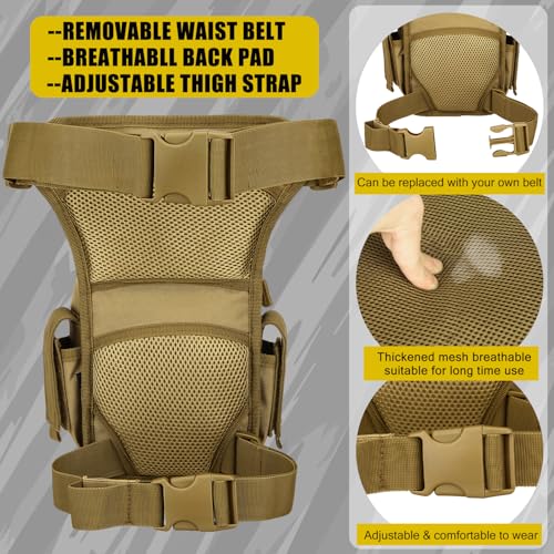 Tactical Drop Leg Bag Military Tool Gear Fanny Thigh Pack Utility Airsoft Motorcycle Cycling Waist Gear Pouch (Patch Included) - color: Black