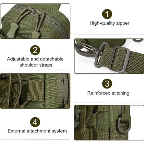 MiOYOOW Tactical Sling Bag, Waterproof Chest Pack Adjustable Crossbody Backpack for Men Women Outdoor Sports Climbing Camping - color: Black
