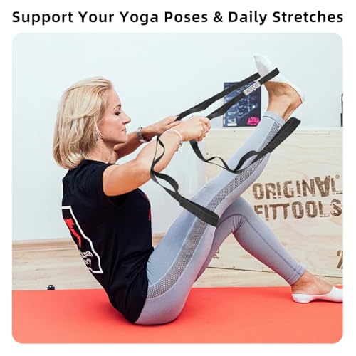 AGREJO Stretching Strap Yoga Strap Physical Therapy for Home Workout, 10 Loops Non-Elastic Stretch Band for Pilates, Flexibility, Exercise and Gymnastics - color: 1-Pack Black