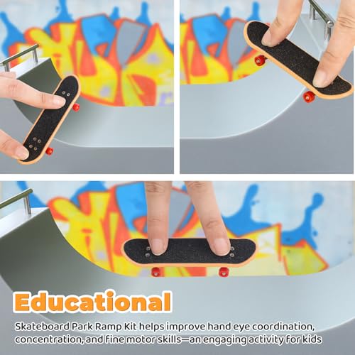 DYNWAVE Mini Finger Skateboard Ramp, U-Shaped Fingerboard Park Ramp for Skill Training and Hand-Eye Coordination - size: U Ramp