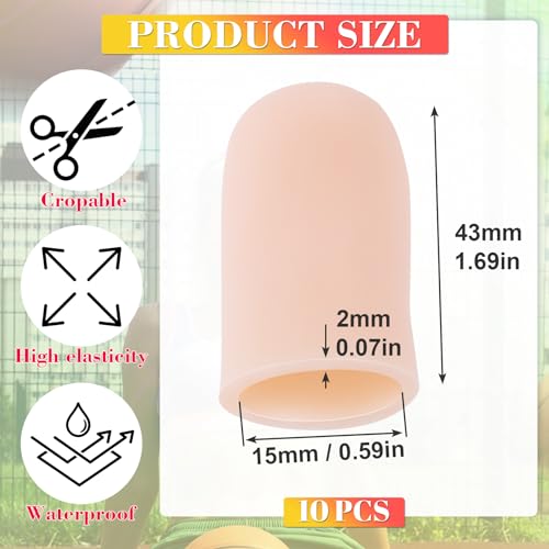 Joez Wonderful 10pcs Gel Finger Cots, Silicone Finger Covers, Thumb Protector Finger Support Protector Caps Gloves - color: [10pcs] Small, Skin Colour