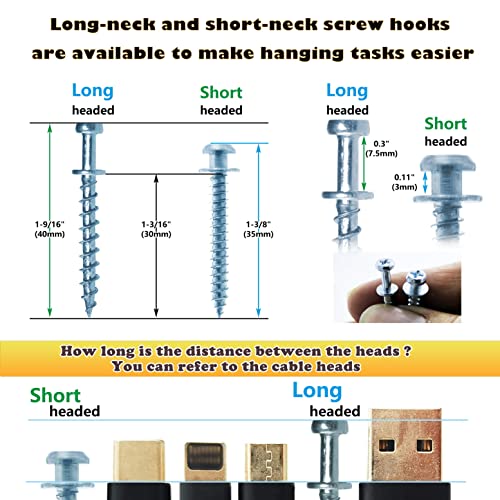 Picture Hanging Kit, Bear Claw Screw Hangers for Wall, 40 | Double-headed bear claw screw hooks for drywall & wood studs. Fit keyholes, D-rings, sawtooth & wire (40, Silver Mix Size) - style: Silver Mix Size