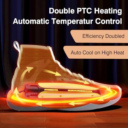Boot Dryer Shoe Dryer, Portable Footwear Dryers Machine with Auto Temperature Control for Rainy Seasons Winter Travel, Extendable Boot Warmer Fireproof Drying for Shoes, Gloves, Socks - style: Original Dual-Core Shoe Dryer