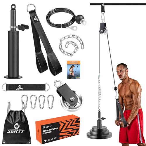 SERTT Weight Cable Pulley System Gym, with Upgraded 2 in 1 Loading Pin,for Tricep Pull Down, Bicep Curl, Shoulder, Back, Forearm Home Gym Equipment - color: with Aluminium Alloy Pulley