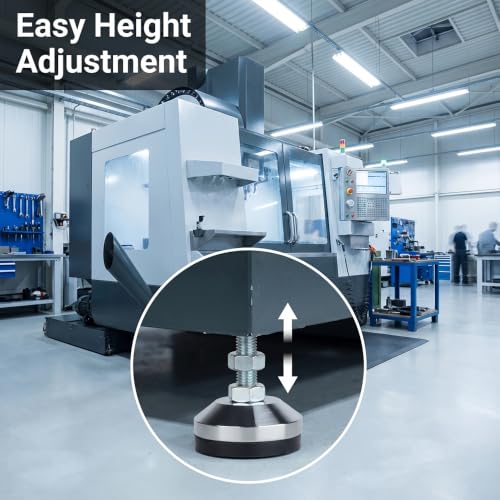 Heavy Duty Leg levelers ， Leveling Legs 2.36" Dia Base,Adjustable feet levelers M12 Thread, 1300 Lb Capacity,Capacity for Workbench, Machine, Cabinet (D60xM12x50,4 Pcs, Black) | 2.36" Dia Base,for Shelving,Workbench, Machine, Cabinet ,Furniture(Black) - s