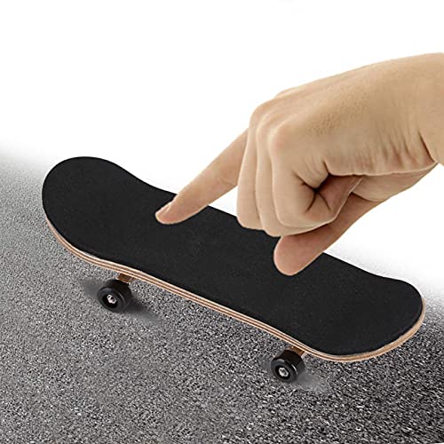 HURRISE Wooden Finger Skateboard for Kids Adults - Mini Maple Alloy Fingerboard Stress Relief Toy Black Gift Box, Finger Board - color: Black