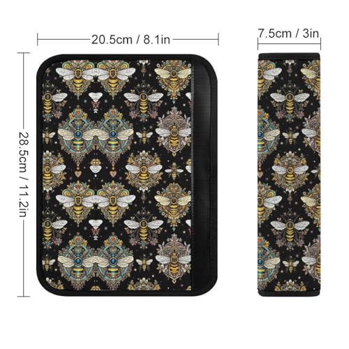 Soft Padded Car Seat Straps Shoulder Pads for Elderly Support, All Vehicles, 1 Pair Bee Daisy Shoulder Protector Anti-Slip Pad - color: Pattern 204