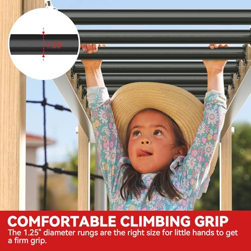 16.5 Inch Monkey Bars Kit Monkey Bar Ladder Rungs (Black, 12 Pcs) | Indoor Outdoor Metal Monkey Bars for Backyard - color: Black