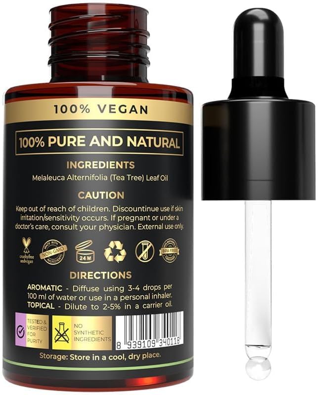 Tea Tree Oil for Hair, Skin, Nails & Body, Essential for Relaxation, Moisturizing, Aromatherapy, Pure & Natural
