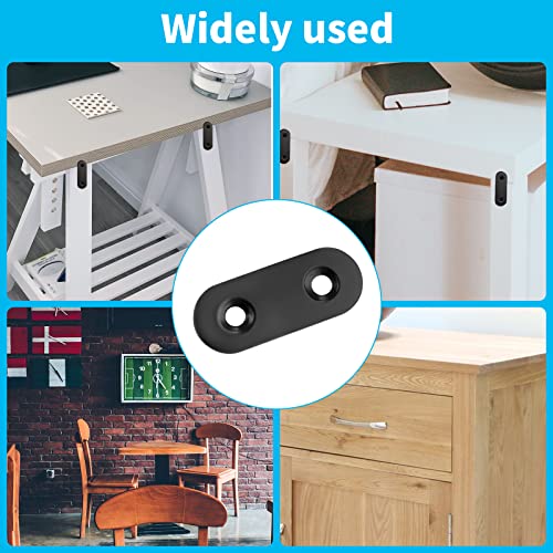 Biaungdo 1.5" Stainless Steel Flat Plate Straight Bracket, Black,20 Sets | Metal Corner Brace Brackets, Mending Repair Plate Brace, With Screws & Screwdriver, For Wood (40mm x 16mm x 2mm) - size: 40x16x2.0mm