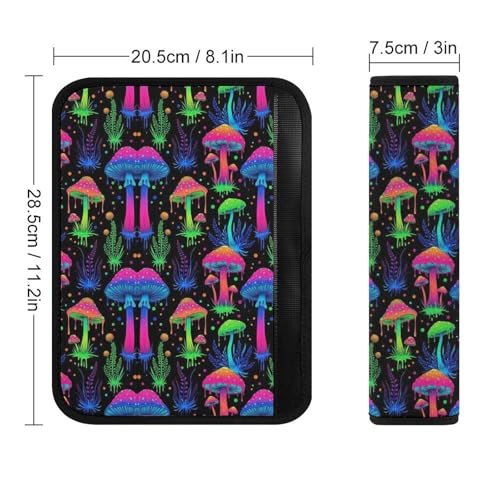 Soft Padded Seat Belt Cover for Girls and Boys, Stroller Pushchair High Chair, 2 Piece Glowing Mushroom Neon Shoulder Protector Anti-Slip Pad - color: Pattern 211