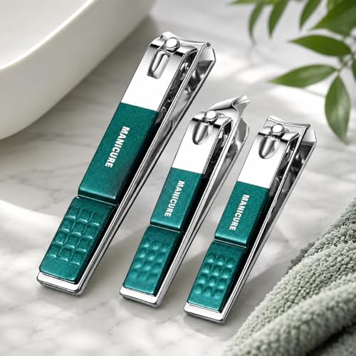 Professional Manicure Set – 9-Piece Stainless Steel Nail Clippers & Pedicure Grooming Kit with Portable Dark Green Leather Travel Case for Men