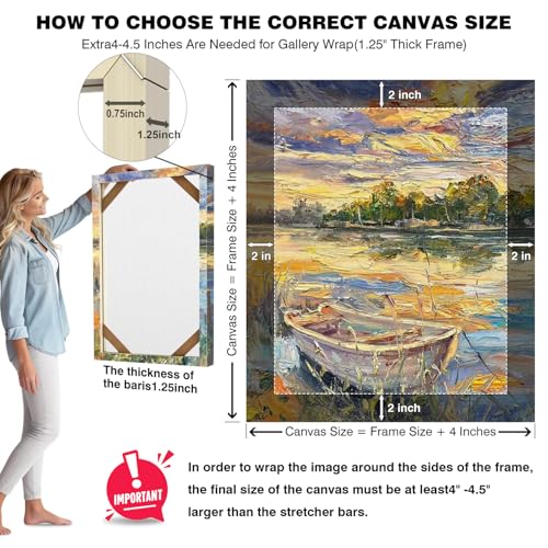 DIY Wood Canvas Stretcher Bars Kit, 1.25" Gallery Depth, 8" x 8" | Gallery wrapped canvas frame kit for oil painting and prints, sturdy wooden wall art frame, easy assembly, made in USA - size: 8"X8"