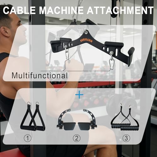 Multi-Grip LAT Pulldown Attachments, LAT Pull Down Bar, Cable Machine Attachment for Back Muscles Training, Tricep Strength Training Bars Gym Handles for Home Gym Fitness - color: KOR04