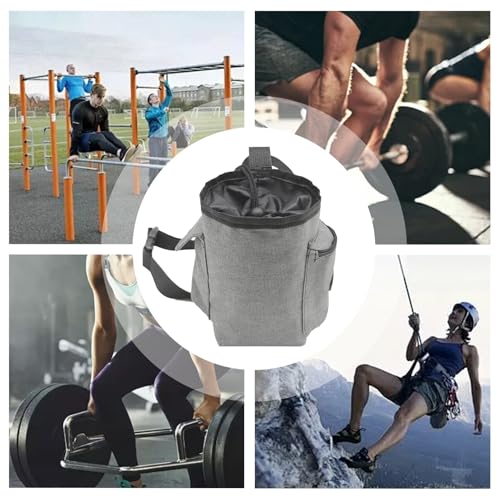 Chalk Bag Bucket Drawstring Closure, Zippered Pockets | Chalk Organizer for Rock Climbing, Bouldering, Weightlifting, Gymnastics, Adults Women Men