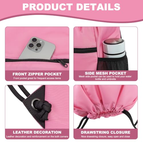 HOLYLUCK Men & Women Outdoor Sport Gym Sack Waterproof Drawstring Backpack Bag (Standard With Drawstring, Pink) - color: Pink, style: Standard With Drawstring