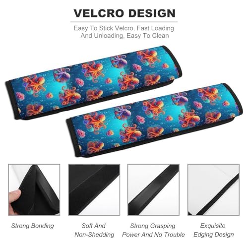 2PCS Ocean Animal Print Octopus Car Seat Straps Shoulder Pads Soft Padded Seat Belt Cushion for Adult Use, Car Seats Pushchair Strollers High Chair Pushchair, Anti-Slip Pad - color: Pattern 89