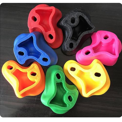 6pcs Rock Climbing Holds, Thickened PE Climbing Grips, Easy Installation for Kids Rock Wall, Pink, Green, Brown, Purple, Yellow, with Hardware