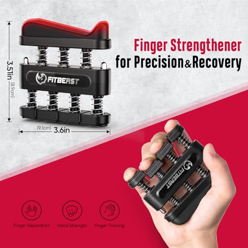 FitBeast Grip Strength Trainer, Hand Gripper Strengthener Kit - 6 Pack with Adjustable Resistance Forearm Strengthener, Forearm Exerciser and Massage Balls for Hand Therapy, Grip Training - color: Black