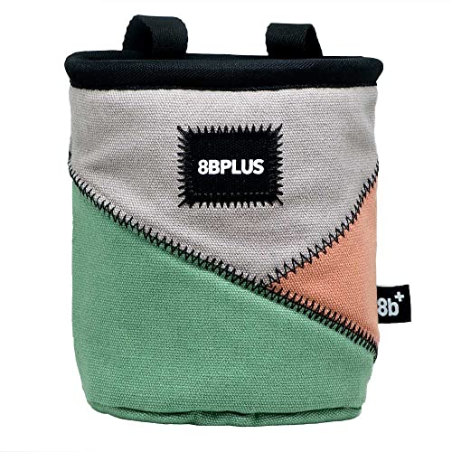 8BPLUS PROBAG - Chalk Bag for Climbing & Bouldering - Belt, Carabiner and Giftbox Included - Wide Opening - Brush Holders for Left & Right Handers - style: WASHED GREEN