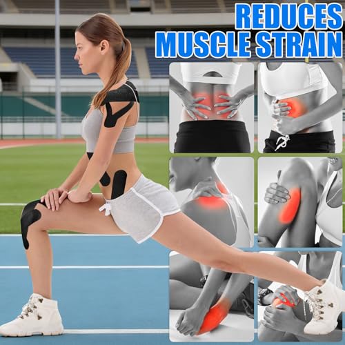 3 Pack Wide Kinesiology Tape, 4in x 5.5yd Athletic Tape, Black - color: Black 4in