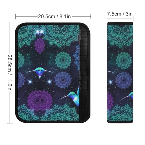 Breathable Seat Belt Shoulder Pad for Adults and Children, Stroller Pushchair High Chair, 2 Pack Hummingbird Floral Bird Mandala Flowers Neck Strap Covers Easy Install (No Tool) - color: Pattern 1012