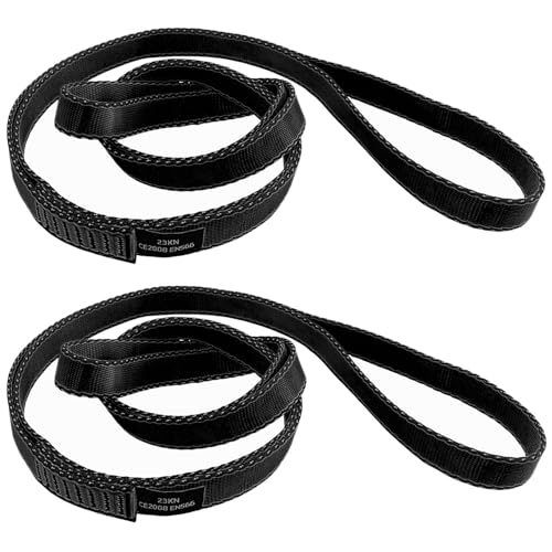 18MM Nylon Climbing Slings Runners 23 kN Strong Webbing Straps for Rock Climbing, Rappelling, Swing, Yoga Hammock etc - color: 2PCS Black, size: 24inch/60cm