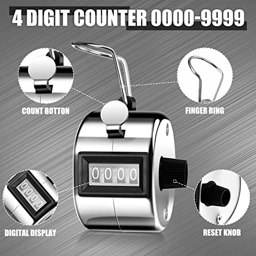 Kingdder 25 Pcs Hand Held Tally Counter 4 Digit Mechanical Palm Click Counter Handheld Tally Number Clicker for Counting Numbers Golf Sports Events Office Stadium - color: Silver