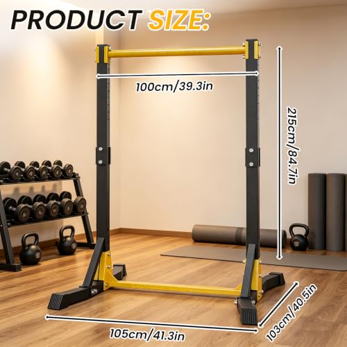 Pull Up Bar Free Standing Portable Pull Up Stand, 11 Gears Height Adjustable, 400 LBS Capacity, Outdoor Pullup Bar Station for Home Gym, Black