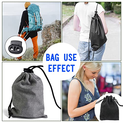 Patelai 50 Pieces Cord Locks Spring Toggles Stoppers Plastic Single Hole End Stopper Slider and 1/8 Inch 66 Feet Elastic Bungee Cord for Drawstring Shoelaces Clothing Bags(Black, Simple Style) - size: Black, style: Simple Style