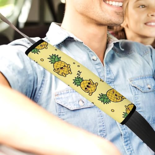 2PCS Yellow Pineapple Tropical Fruit Car Seat Belt Pad Breathable Shoulder Protector for Girls and Boys, Most Cars, Anti-Slip Pad - color: Pattern 919