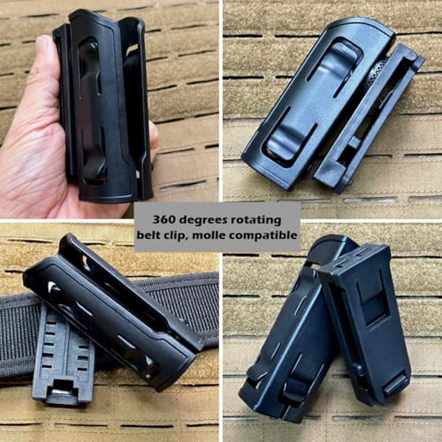 Quick Draw Tactical Flashlight Holster, Rotatable Tactical Molle Light Holder for Duty Belt