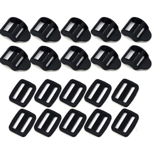 Ladder Lock Tri Glide Slide - Adjustable Strap Clips for Backpack/Gear Straps - Fits 3/4",1",1-1/4",1-1/2",2" Webbing - color: 10-pack for 1-1/4" Webbing