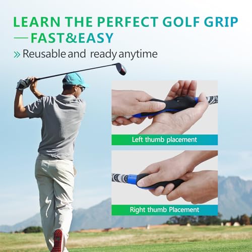 Golf Grip Trainer, Golf Training Aid for Correct Hand Position | Improve Grip Strength and Swing Technique for Better Performance, Portable Golf Club Grip Trainer for Beginners Practice