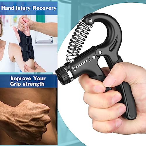 AIXPI Grip Strength Trainer, Hand Grip Exerciser Strengthener with Adjustable Resistance 11-132 Lbs (5-60kg), Forearm Strengthener, Hand Exerciser for Muscle Building and Injury Recover 1 PACK - color: Black