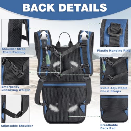 Hydration Backpack, Tactical Molle Water with 3L TPU Water Bladder | Lightweight Military Hydration Daypack for Hiking, Running, Cycling, Climbing, Biking, 105 oz, Breathable Back Panel - color: Blue