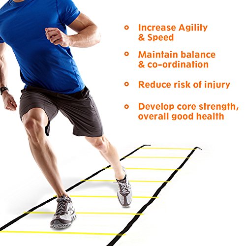 Alomejor Agility Speed Training Ladder Durable Adjustable Rungs Improves Technique for Football Soccer Athletes PP Material
