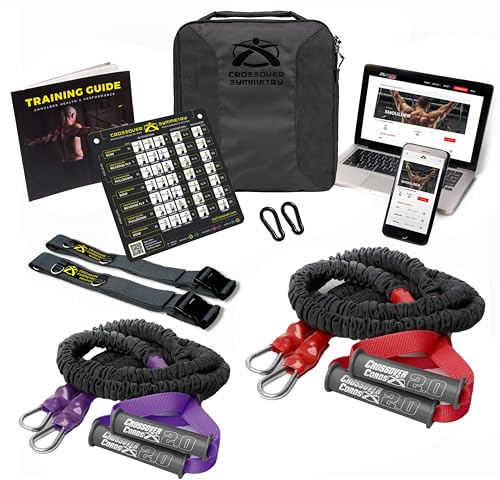 Crossover Symmetry Shoulder System Includes Two Sets of Resistance Bands Attachments Training Guide Exercise Chart Online Workouts for Home Fitness Rehab Rotator Cuff Exercises - style: Athletic Door Belts