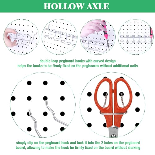 13Pcs Pegboard Screwdriver Pliers Holders Set Contains Double Loop Shelving Display Organizer Hooks and Multi Ring Peg Board Hanging Hook for Shop Store Supermarket