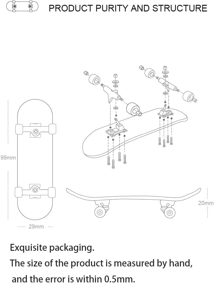 Wooden, pro Fingerboard 29mm Mini handboard、Premium Fingerboard Ideal for Dexterity maneuvers (Rage) - color: Rage