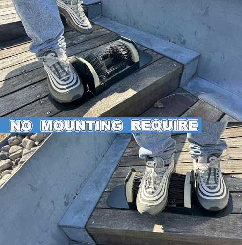 Boot Scrubber with 2 Footboards, No Mounting Required | Outdoor Heavy-duty boot scraper remove mud, dirt & debris. for Entryway work boots, garden & garage. - color: Boot Scraper With Footboard