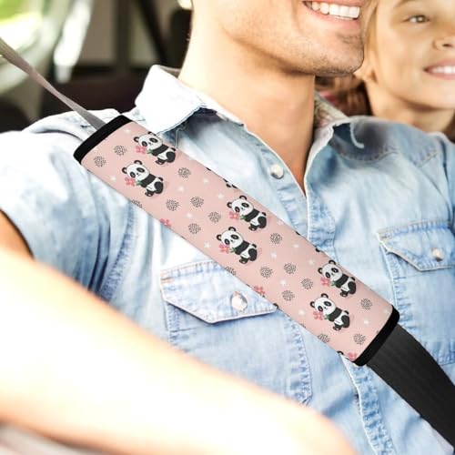2 Pack Universal Soft and Comfortable Car Seat Belt Pad for Girls and Boys, Stroller Pushchair High Chair, Bear Animal Kawaii Panda Pink Shoulder Protector - color: Pattern 301