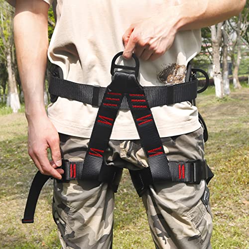 NewDoar Climbing Harness, Mountaineering Rock Climbing Harness, Half Body Harness for Rappelling Fire Rescuing Tree Climbing - color: Upgrade Black