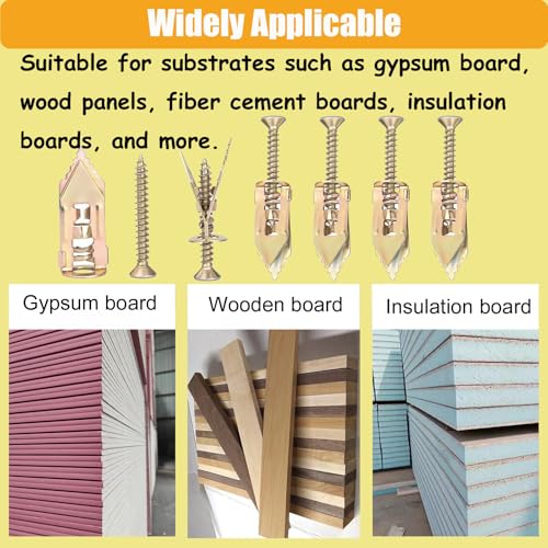 Drywall Anchors with Screws Kit 180PCS, Self Drilling | Heavy Duty Expansion Anchors for Sheetrock, No Pre-Drilling for Picture Mirror Shelf, 2 Sizes Anchors + 3 Sizes Zinc Screws